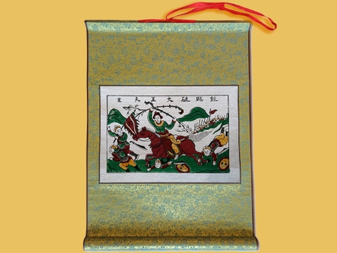 Tranh Đông Hồ Thánh Gióng Bồi Lụa 40cm x 55cm