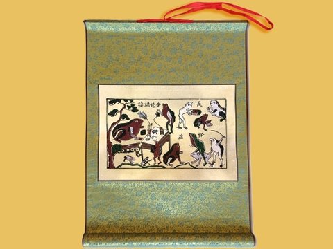 Tranh Đông Hồ Thầy Đồ Cóc Bồi Lụa 40cm x 55cm