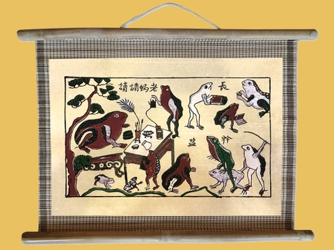 Tranh Đông Hồ Thầy Đồ Cóc Dán Mành 45cm x 32cm
