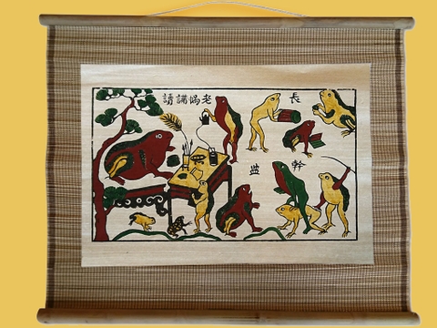 Tranh Đông Hồ Thầy Đồ Cóc Dán Mành 60cm x 50cm