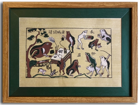 Tranh Đông Hồ Thầy Đồ Cóc Khung Kính 40cm x 30cm