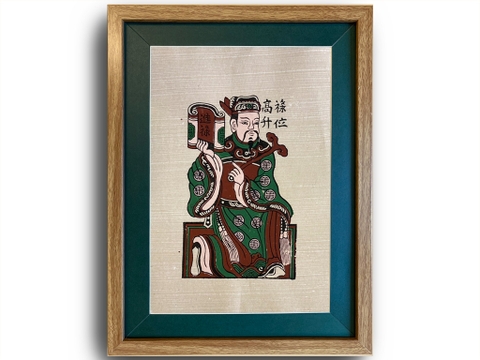 Tranh Đông Hồ Tiến Lộc Khung Kính 30cm x 40cm