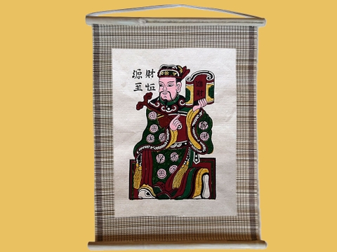 Tranh Đông Hồ Tiến Tài Dán Mành 35cm x 45cm