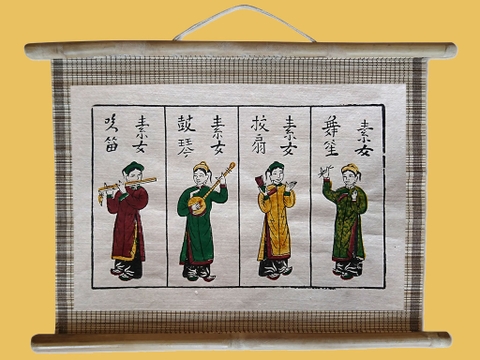 Tranh Đông Hồ Tố Nữ Dán Mành 45cm x 32cm