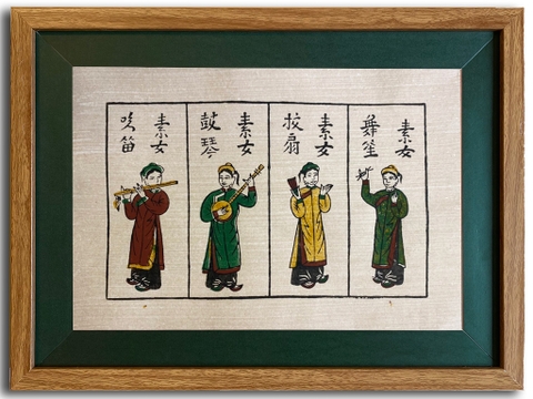 Tranh Đông Hồ Tố Nữ Khung Kính 40cm x 30cm
