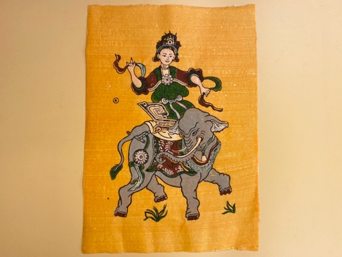 Tranh Giấy Đông Hồ Bà Triệu Cưỡi Voi 26cm x 37cm