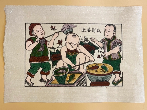 Tranh Giấy Đông Hồ Cá Chậu 26cm x 37cm
