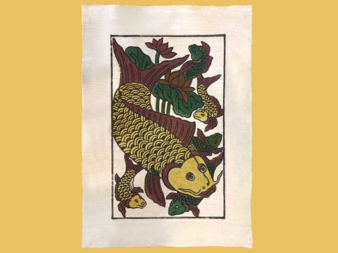 Tranh Giấy Đông Hồ Cá Đàn 37cm x 52cm