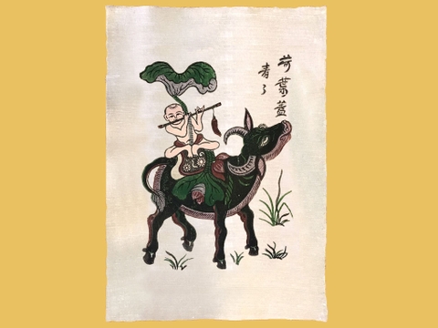 Tranh Giấy Đông Hồ Chăn Trâu Thổi Sáo 37cm x 52cm