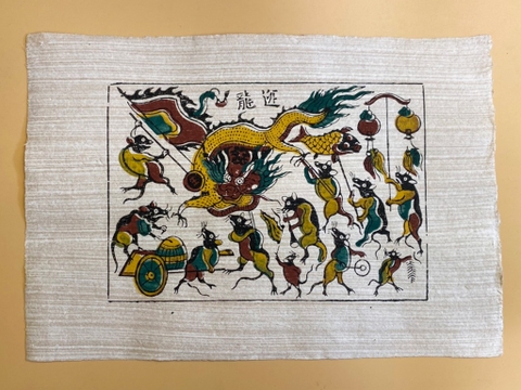 Tranh Giấy Đông Hồ Chuột Múa Rồng