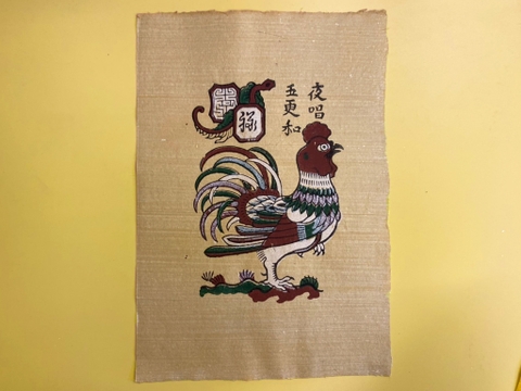 Tranh Giấy Đông Hồ Gà Dạ Xướng 26cm x 37cm