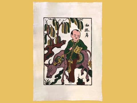 Tranh Giấy Đông Hồ Hiếu Học Chăn Trâu Đọc Sách 37cm x 52cm