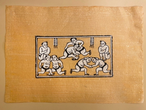Tranh Giấy Đông Hồ Hội Đấu Vật 37cm x 26cm