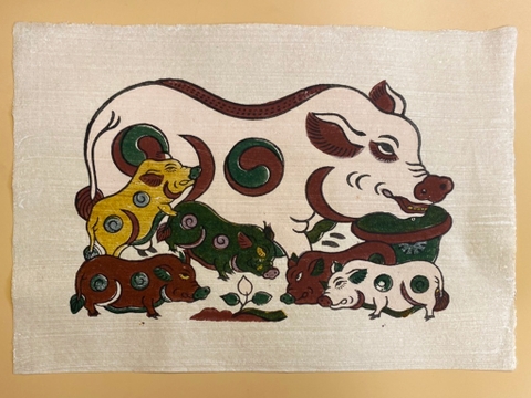 Tranh Giấy Đông Hồ Lợn Đàn