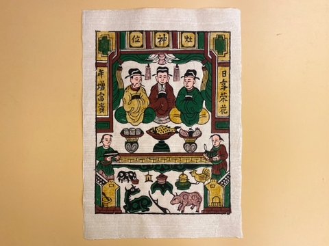 Tranh Giấy Đông Hồ Táo Quân 26cm x 37cm
