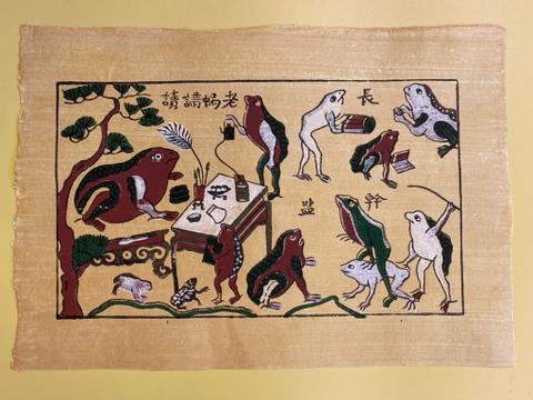 Tranh Giấy Đông Hồ Thầy Đồ Cóc 26cm x 37cm