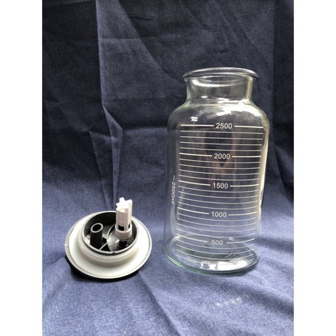 Bình đựng dịch 2500ml bằng thủy tinh cho máy hút dịch 2 bình, KANEKO, YUWELL, LUCASS, ALKATO (CÓ VAN CHỐNG TRÀN)