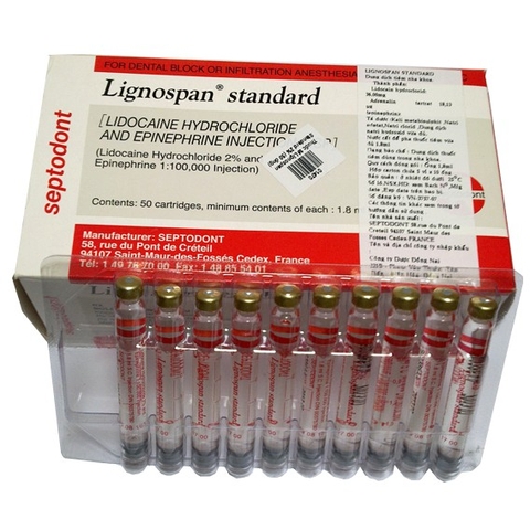 Tê Pháp đỏ Septodont nồng độ Lignospan Standard 2%