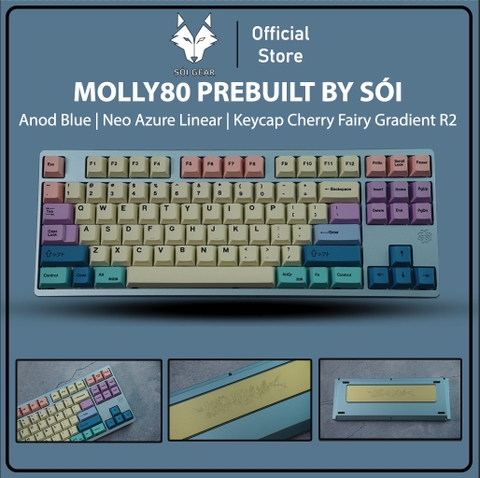 Molly80 Anod Blue - Switch Neo Azure Linear - Keycap Cherry Fairy Gradient R2