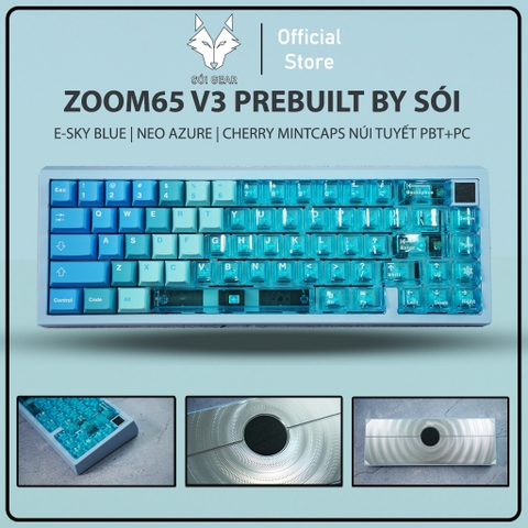 Zoom65 V3 - Switch Neo Azure - Keycap Cherry Mintcaps Núi Tuyết PBT+PC - Xanh Trời Full