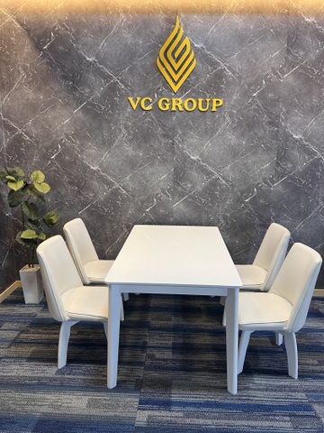 Bàn ăn 4 ghế PVN1749 D130cm N80cm C71cm
