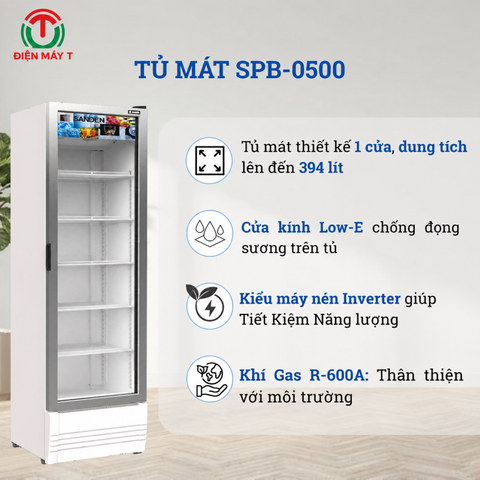 Tủ mát 1 Cánh Inverter Sanden 394 Lít SPB-0500