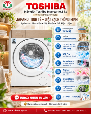 Máy giặt Toshiba Inverter 10.5 kg TW-T37BZP115MWV(WT)