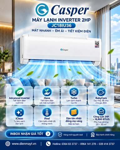 Máy lạnh Casper inverter 2HP JC18IU36