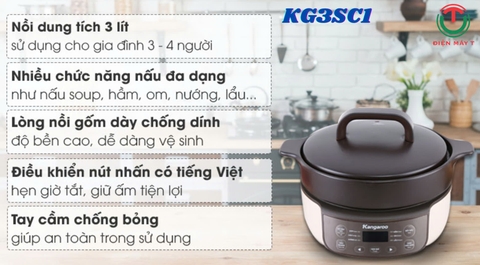 Nồi hầm dưỡng sinh 3 lít Kangaroo KG3SC1