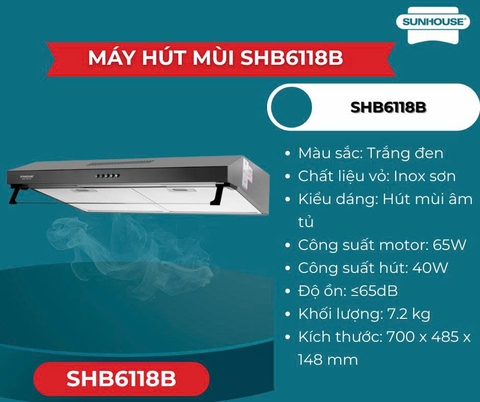 Máy hút mùi âm tủ Sunhouse SHB6118B