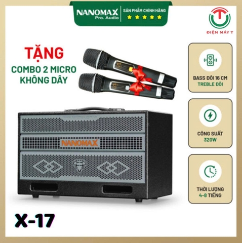 Loa Karaoke Xách Tay Nanomax X-17 Bass Đôi 16cm 320w
