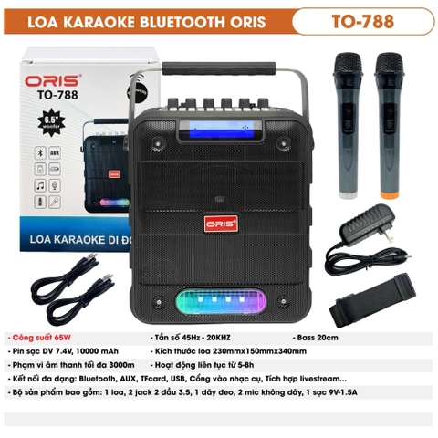 Loa karaoke bluetooth ORIS TO-788 bass 20cm