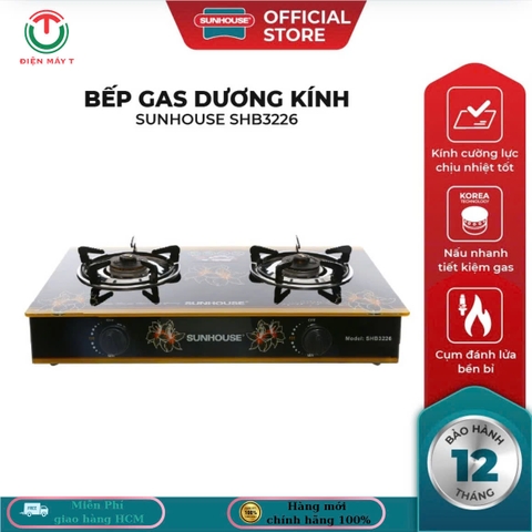 BẾP GAS DƯƠNG KÍNH SUNHOUSE SHB3226