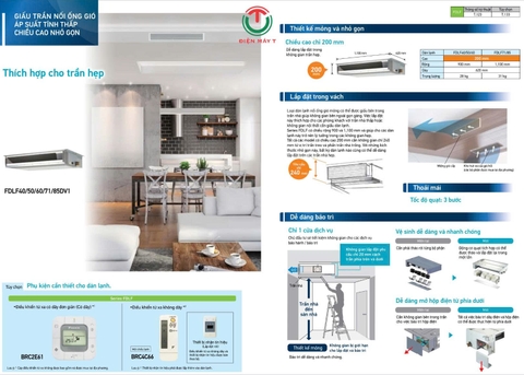 Điều hòa Daikin nối ống gió 20.500BTU inverter FDLF60DV1/RZFC60EVM