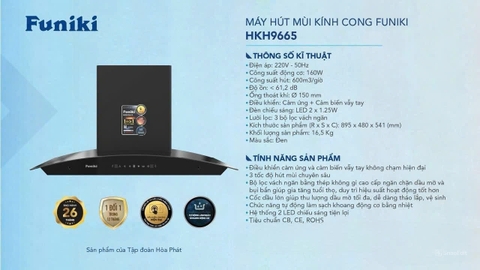 Máy hút mùi kính cong Funiki HKH9665 (Rộng 90cm)
