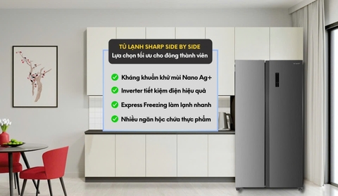 Tủ lạnh Sharp Inverter 442 lít SJ-SBX440V-SL