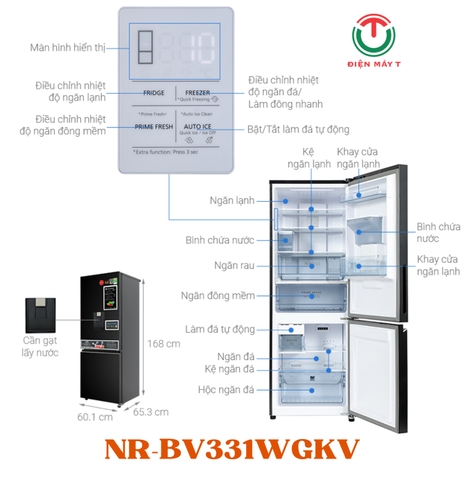 Tủ lạnh Panasonic Inverter 300 lít NR-BV331WGKV