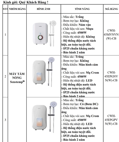 Máy tắm nước nóng trực tiếp COMFEE CWH-45EPGNVN(W)-CB _ Hàng chính hãng