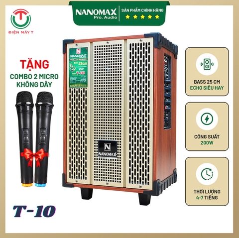 Loa Kéo Mini Nanomax T-10 Bass 25cm 200w Karaoke Bluetooth