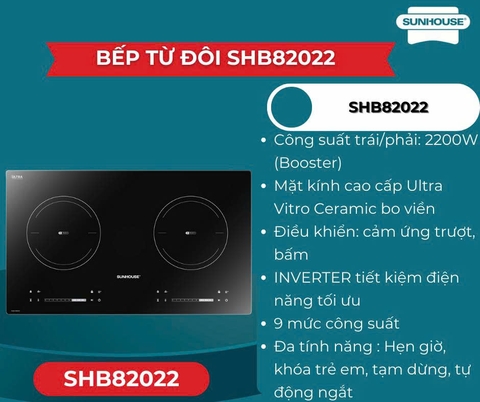 BẾP ĐÔI ĐIỆN TỪ SUNHOUSE SHB82022