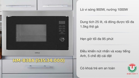 Lò vi sóng kết hợp nướng âm tủ 25lít Hafele HM-B38A