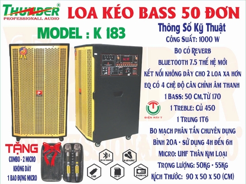 Loa Kéo Thunder K183 , Công suất 1000w