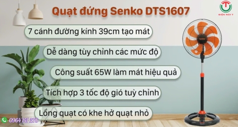 Quạt đứng Senko DTS1607 Đen cam