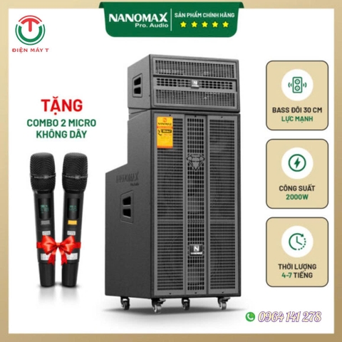 Loa Kéo Nanomax Pro-12D Bass Đôi 30cm 2000w