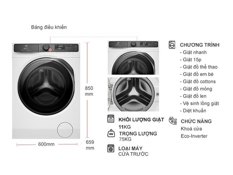 Máy giặt Electrolux UltimateCare 700 Inverter 11 kg EWF1143R7WC [Mới 2024]