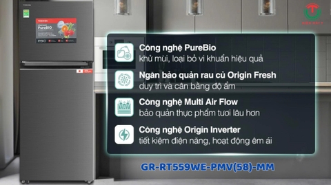 Tủ lạnh Toshiba Inverter 411 lít GR-RT559WE-PMV(58)-MM