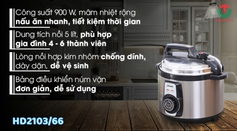 Nồi áp suất điện Philips 5 lít HD2103/66