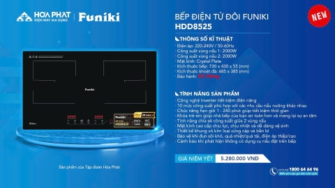 Bếp điện từ đôi Funiki HDD8525 - Hàng chính hãng