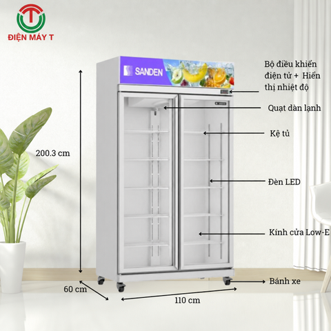 Tủ mát 2 cánh Sanden 765 Lít YPC-1100