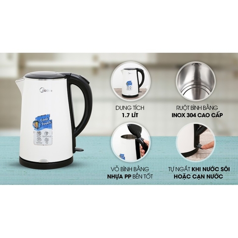 Bình đun siêu tốc Midea 1.7 lít MK17DS